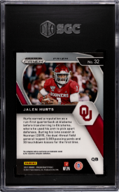 2021 Panini Prizm Draft Picks Silver Prizm #32 Jalen Hurts SGC 10