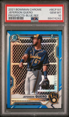 2021 Bowman Chrome Prospects Blue Refractors #BCP181 Jeferson Quero #085/150 PSA 10 | Eastridge Sports Cards