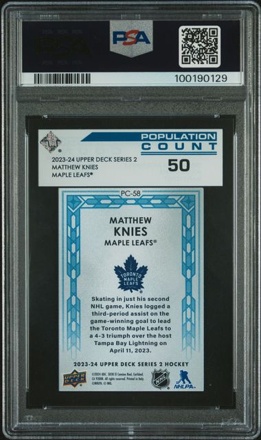 2023-24 Upper Deck Population Count 50 #PC58 Matthew Knies PSA 10 (Rookie)