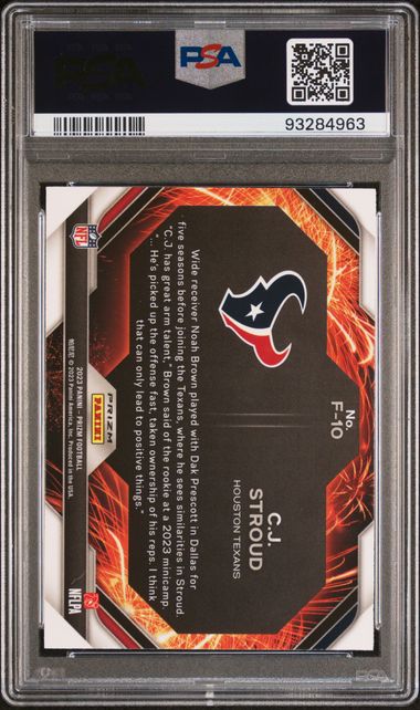 2023 Panini Prizm Fireworks Green #F10 CJ Stroud PSA 10 (Rookie)