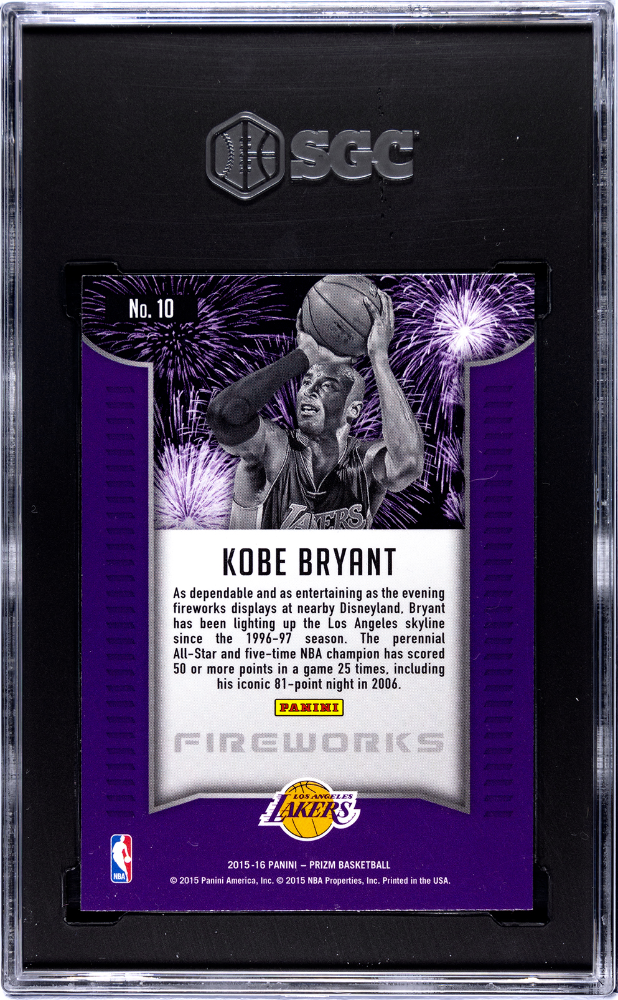 2015-16 Panini Prizm Fireworks #10 Kobe Bryant SGC 10