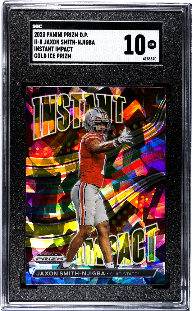 2023 Panini Prizm Draft Picks Instant Impact Gold Ice Prizm #II-8 Jaxon Smith-Njigba SGC 10