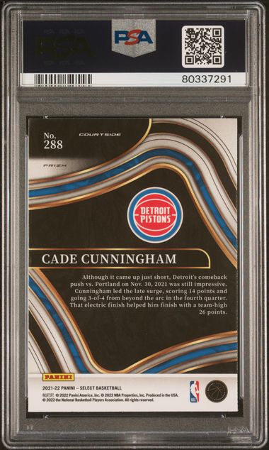 2021-22 Panini Select Red Wave Prizm #288 Cade Cunningham PSA 10 (Rookie)