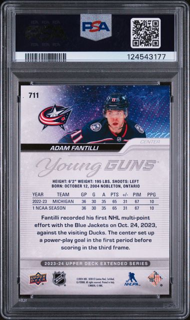 2023-24 Upper Deck #711 Adam Fantilli PSA 10 (Rookie)