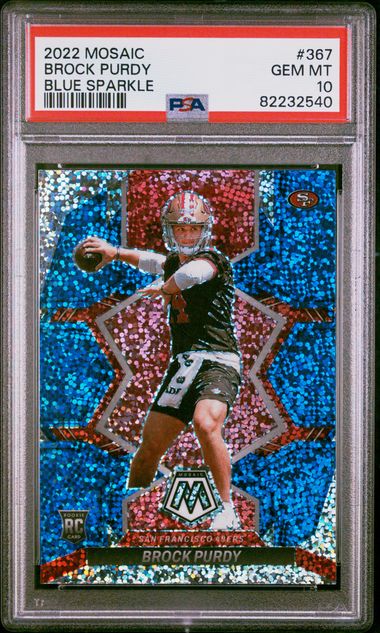 2022 Panini Mosaic Blue Sparkle #367 Brock Purdy PSA 10 (Rookie)