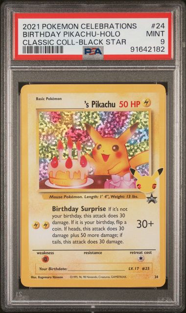 2021 Pokemon Celebrations Classic Collection Black Star #24 Birthday Pikachu- Holo PSA 9