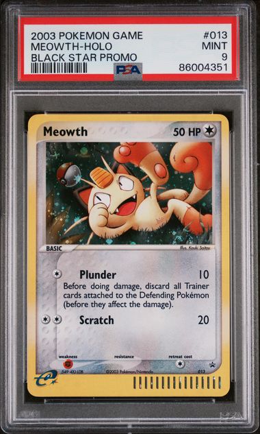 2003 Pokemon Black Star Promo #013 Meowth - Holo PSA 9