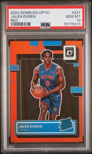 2022-23 Donruss Optic Red #227 Jalen Duren #66/99 PSA 10 (Rookie)