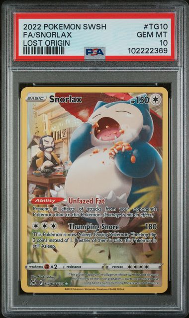 2022 Pokemon Lost Origin #TG10 Snorlax- Full Art PSA 10