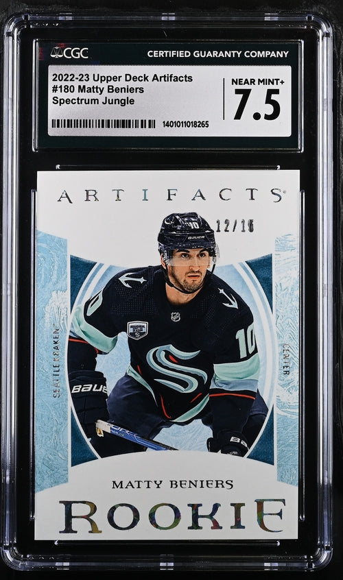2022-23 Upper Deck Artifacts Spectrum Jungle #180 Matty Beniers #12/15 CGC 7.5 (Rookie)
