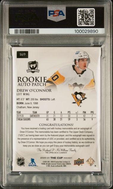 2020-21 Upper Deck The Cup #169 Drew O'Connor #245/249 PSA 10 (Rookie)