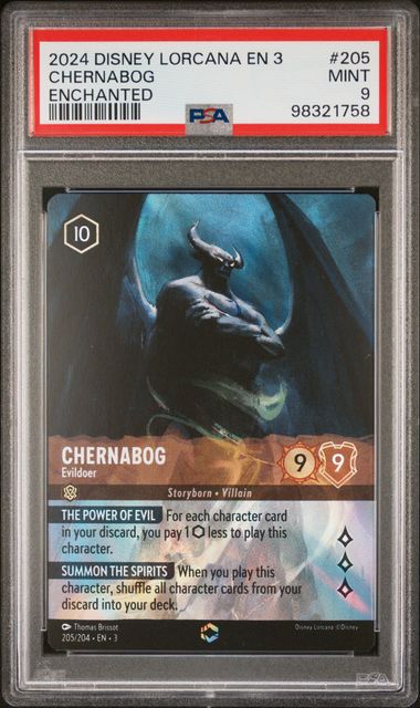 2024 Disney Lorcana Into the Inklands #205 Chernabog - Evildoer (Enchanted) PSA 9