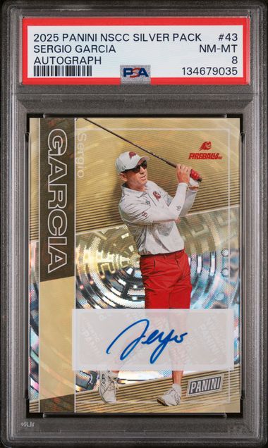 2025 Panini The National Silver Pack Auto #43 Sergio Garcia #2/5 PSA 8