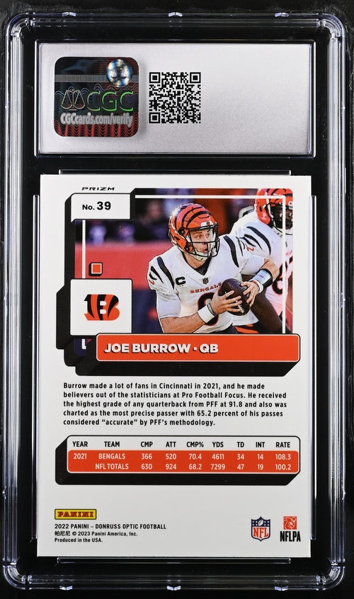 2022 Donruss Optic Stars #39 Joe Burrow CGC 10