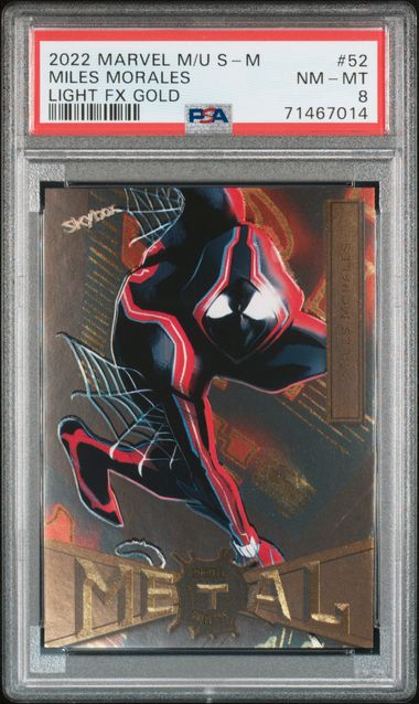 2022 Marvel Metal Universe Spider-Man Light FX Gold #52 Miles Morales PSA 8