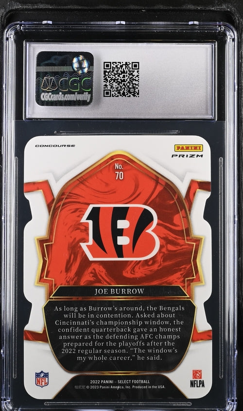 2022 Panini Select Black & Red Die-Cut #70 Joe Burrow CGC 9