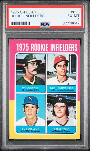 1975 O-Pee-Chee #623 Keith Hernandez/Phil Garner/Bob Sheldon/Tom Veryzer PSA 6 (Rookie)