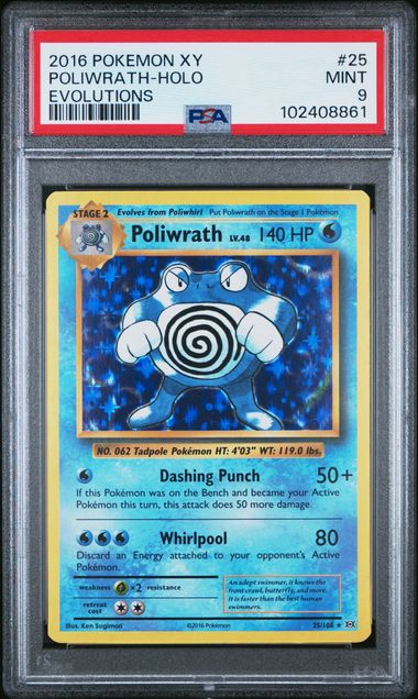 2016 Pokemon Evolutions #25 Poliwrath- Holo PSA 9