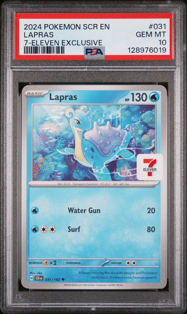 2024 Pokemon Stellar Crown 7-Eleven Exclusive #031 Lapras PSA 10