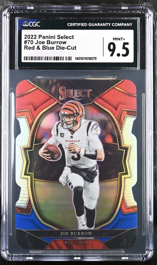2022 Panini Select Red & Blue Die-Cut #70 Joe Burrow CGC 9.5