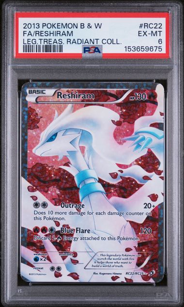 2013 Pokemon Legendary Treasures Radiant Collection #RC22 Reshiram - Full Art PSA 6