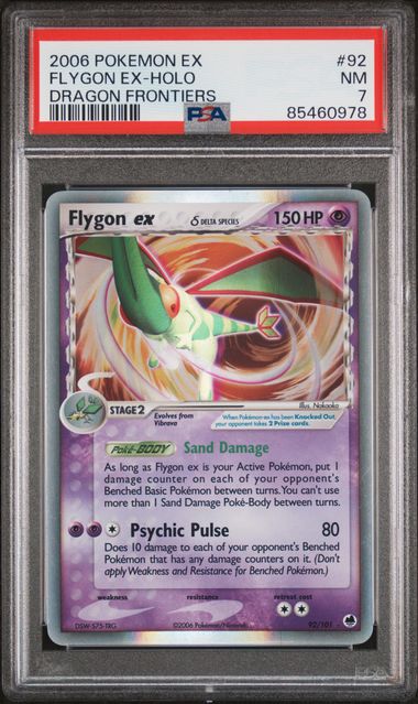 2006 Pokemon Dragon Frontiers #92 Flygon EX - Holo PSA 7