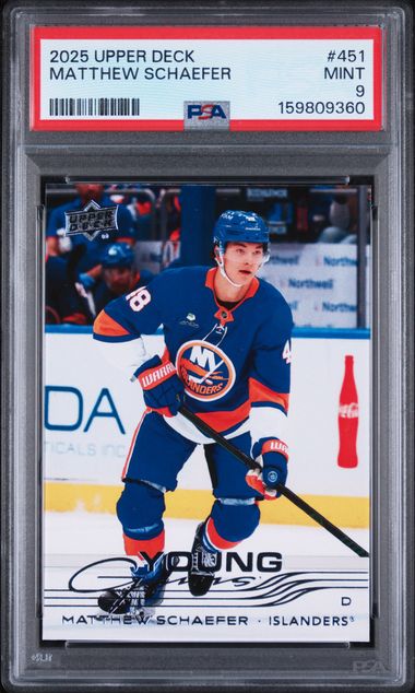 2025-26 Upper Deck #451 Matthew Schaefer PSA 9 (Rookie)