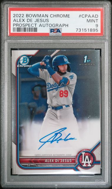 2022 Bowman Chrome Prospect Autograph #CPAAD Alex De Jesus PSA 9