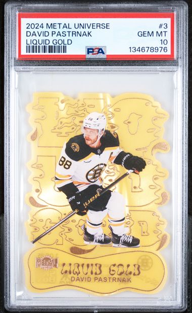 2024-25 Metal Universe Liquid Gold #3 David Pastrnak PSA 10