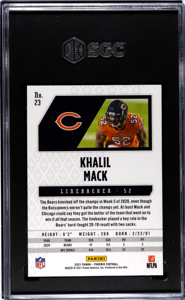 2021 Panini Phoenix Fire Burst #23 Khalil Mack SGC 10