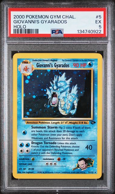 2000 Pokemon Gym Challenge Unlimited #5 Giovanni's Gyarados - Holo PSA 5