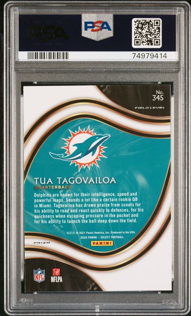 2020 Panini Select Silver Prizm #345 Tua Tagovailoa PSA 9 (Rookie)