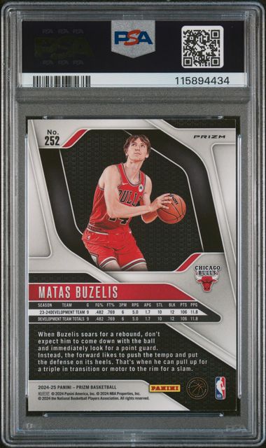 2024-25 Panini Prizm Pink Ice #252 Matas Buzelis PSA 8 (Rookie)