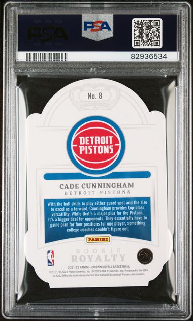 2021-22 Crown Royale Rookie Royalty Blue #8 Cade Cunningham #47/75 PSA 10 (Rookie)