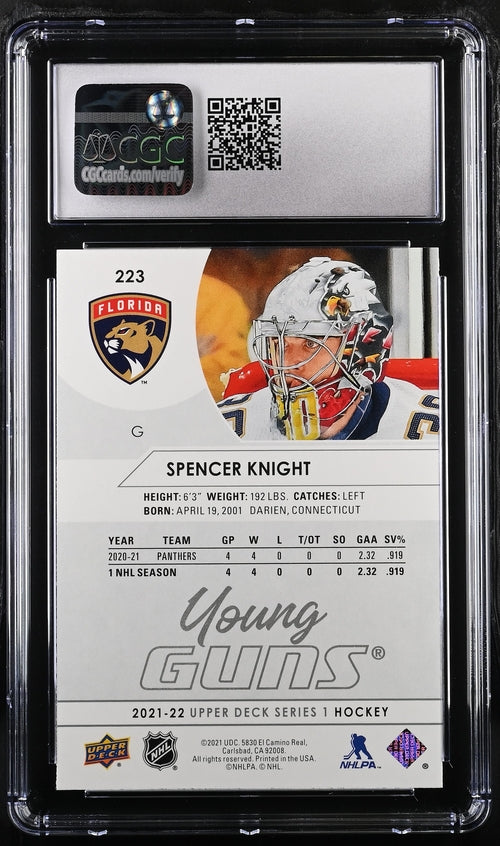 2021-22 Upper Deck #223 Spencer Knight CGC 8.5 (Rookie)