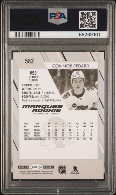 2023-24 O-Pee-Chee #582 Connor Bedard PSA 9 (Rookie)