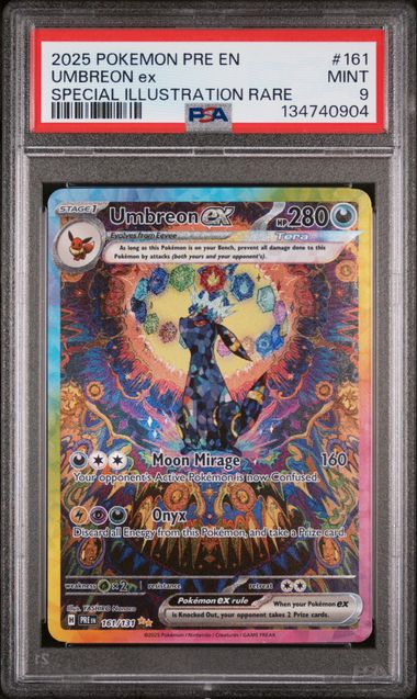 2025 Pokemon Prismatic Evolutions #161 Umbreon ex - Special Illustration Rare ex PSA 9