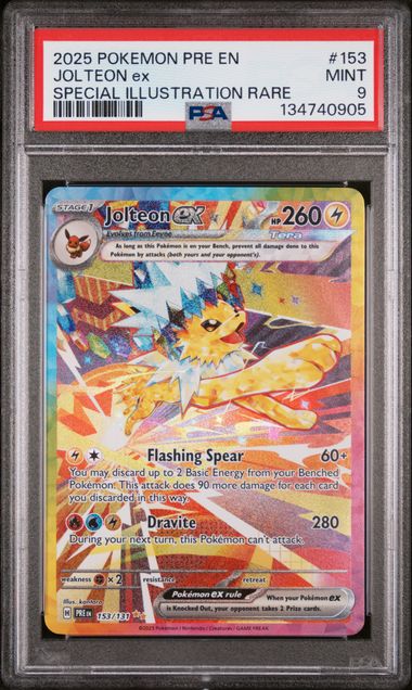2025 Pokemon Prismatic Evolutions #153 Jolteon ex - Special Illustration Rare ex PSA 9