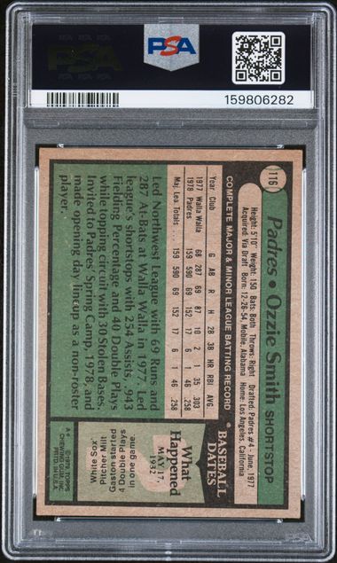 1979 Topps #116 Ozzie Smith PSA 4 (Rookie)