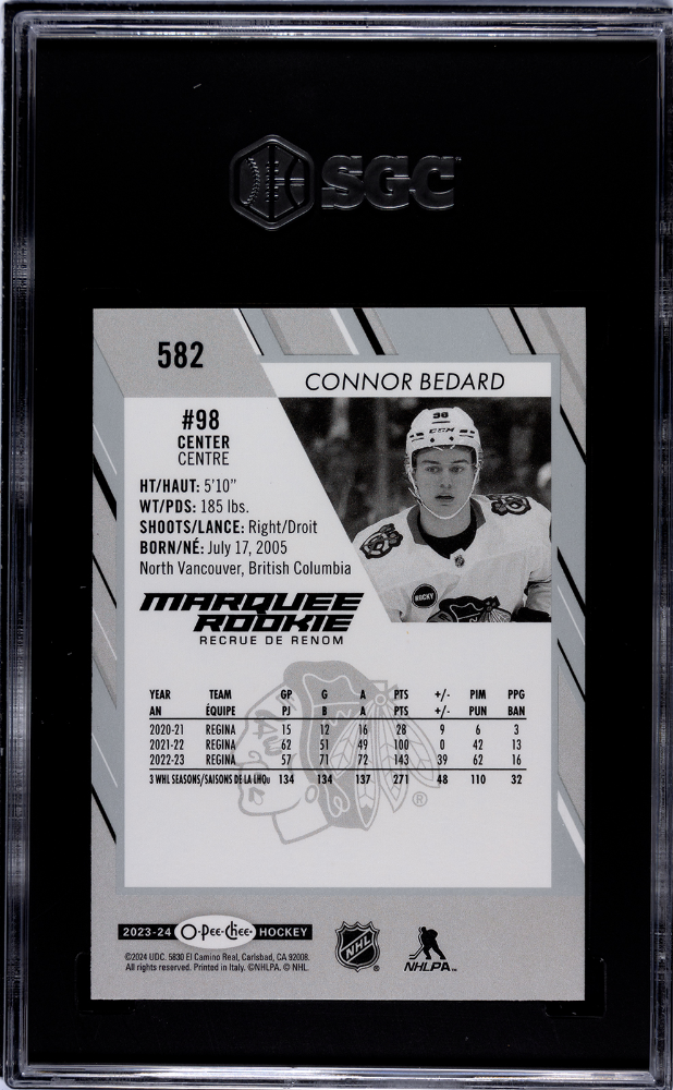 2023-24 O-Pee-Chee #582 Connor Bedard SGC 9.5 (Rookie)