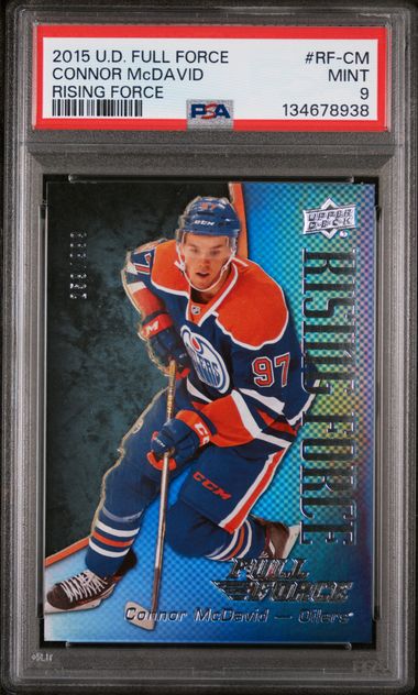 2015-16 Upper Deck Full Force Rising Force #RF-CM Connor McDavid #259/999 PSA 9 (Rookie)