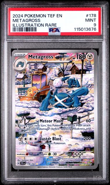 2024 Pokemon Temporal Forces #178 Metagross- Illustration Rare PSA 9