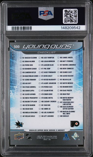 2024-25 Upper Deck Clear Cut #500 Macklin Celebrini/Matvei Michkov PSA 10 (Rookie)