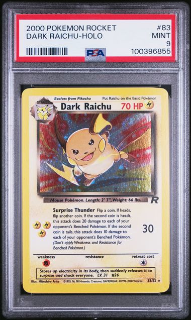 2000 Pokemon Rocket Unlimited #83 Dark Raichu - Holo PSA 9