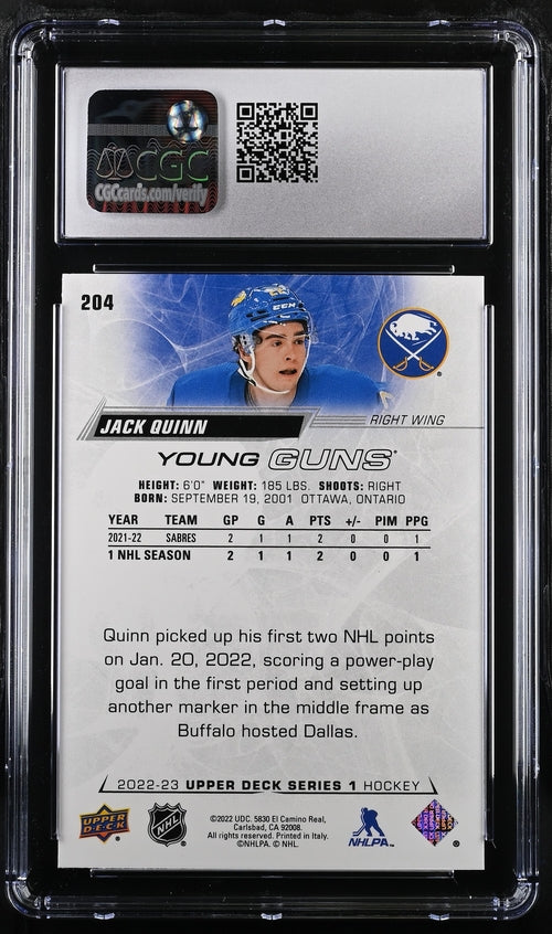 2022-23 Upper Deck #204 Jack Quinn CGC 9.5 (Rookie)