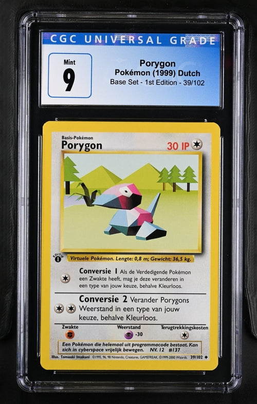 1999 Pokemon Dutch Base Set 1st Edition #39 Porygon CGC 9