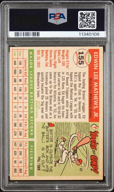 1955 Topps #155 Ed Mathews PSA 5 | Eastridge Sports Cards