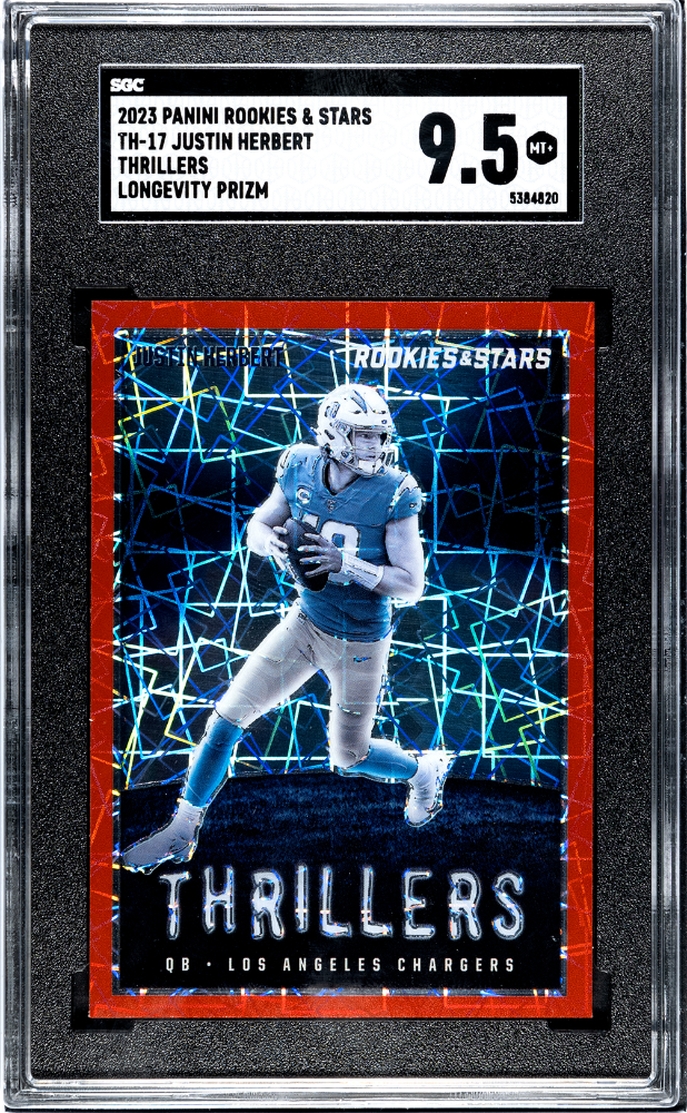 2023 Panini Rookies & Stars Thrillers Longevity Prizm #TH-17 Justin Herbert SGC 9.5