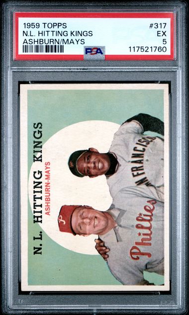 1959 Topps #317 N.L. Hitting Kings Richie Ashburn/Willie Mays PSA 5