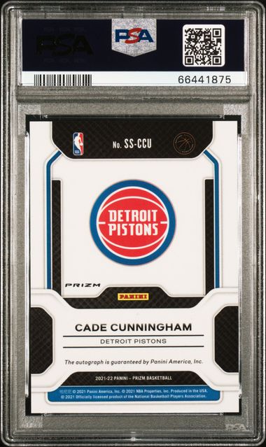 2021-22 Prizm Senstational Signature Sensations Silver Prizm #SSCCU Cade Cunningham PSA 10 (Auto 10) (Rookie)